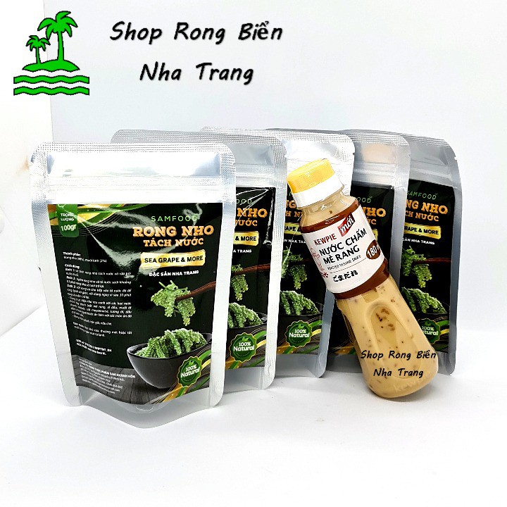 Rong nho tách nước Sam Food 500g - 5 gói 100g - Tặng 1 chai nước chấm mè rang Kewpie 180ml