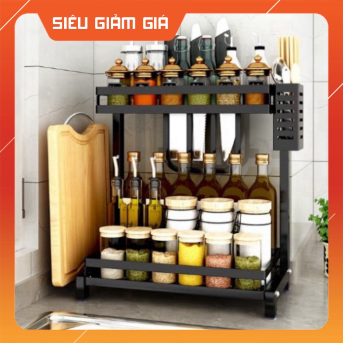 KỆ GIA VỊ 2 TẦNG SẮT PHỦ SƠN TÍNH ĐIỆN SIÊU BỀN