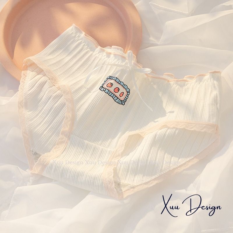 Quần lót Cotton họa tiết dễ thương, quần lót nữ gân tăm siêu co dãn thông thoáng kháng khuẩn - Wexuu Design QC104
