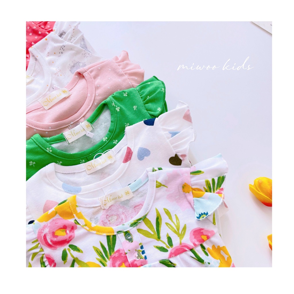 Bộ thun cotton dài tay phối cánh tiên Miwoo kids BABYDOLL họa tiết siêu dễ thương cho bé gái bảng 1
