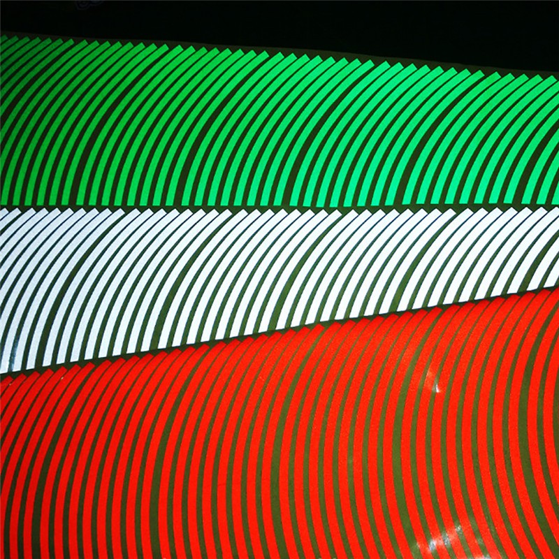 Bộ Decals Tem Dán Vành Phản Quang Dán Chỉ Mâm Xe Máy Ô Set 16 Miếng Dán Phản Quang Trang Trí Viền Bánh Xe Hơi / Mô Tô Kích Thước 17-18 inch