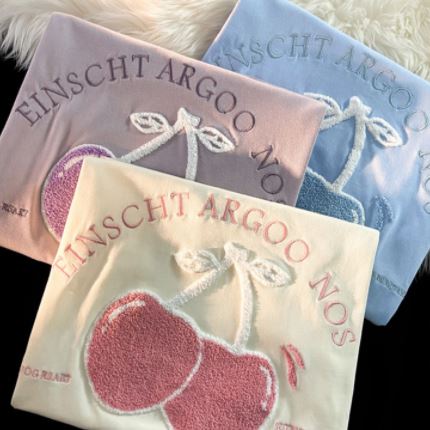 Áo Thun Nữ Cổ Tròn Ngắn Tay In Hình 3 Màu