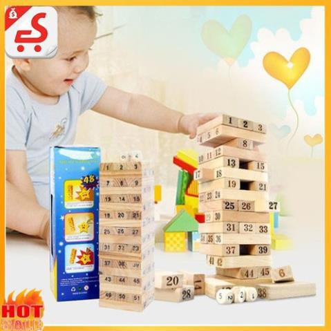 Bộ Rút Gỗ Đồ Chơi Xếp LOẠI TO Hình Domino Montessori Rèn Luyện Trí Thông Minh Tránh Xa Điện Thoại (54 Thanh Cỡ Lớn)