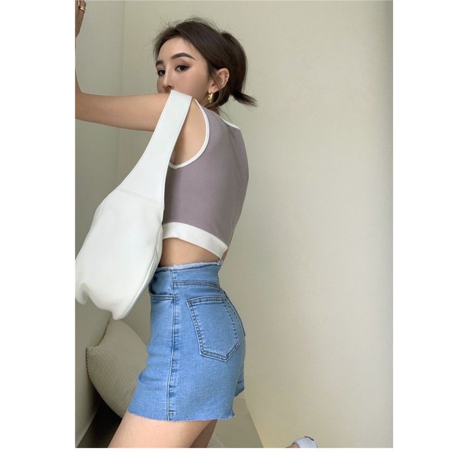 Chần váy jean lưng cao phong cách hàn quốc trẻ trung năng động | BigBuy360 - bigbuy360.vn