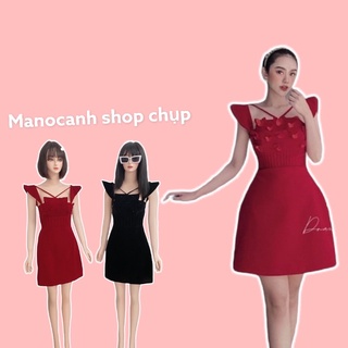 Đầm NHUNG Đính BƯỚM tay Cánh Tiên