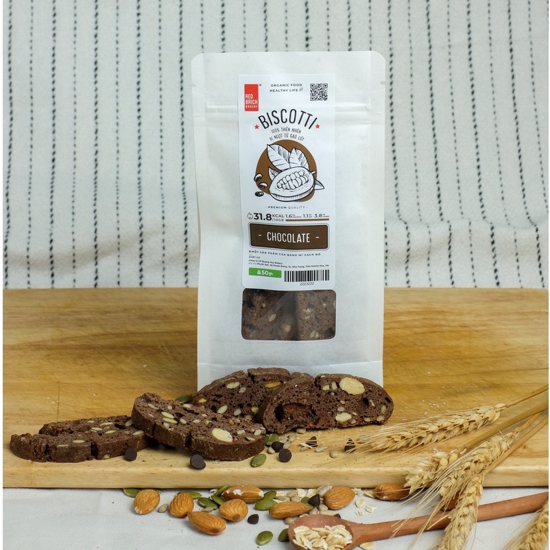 Bánh Biscotti Quốc Dân 250G Thương Hiệu Gạch Đỏ - Thơm Giòn Ăn Kiêng