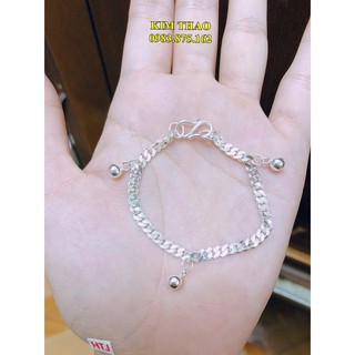 Lắc bạc cho bé - dây kép có 3 bi treo
