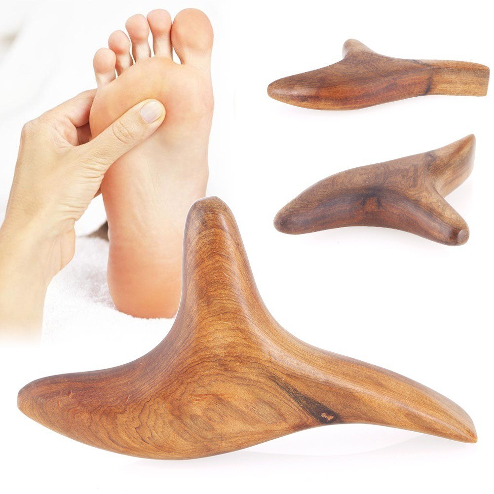 Fragrant Wood Hexagonal Palm Foot Full Body Gua Sha Hand SPA Massager Tool