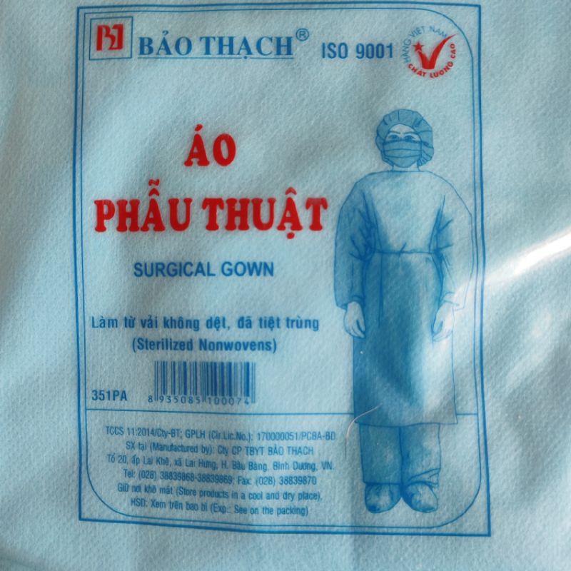 (Q1-HCM) Áo Phẫu Thuật Bảo Thạch Tiệt Trùng - Bộ Đồ Phẫu Thuật Dùng Trong Bệnh Viện Phòng Khám