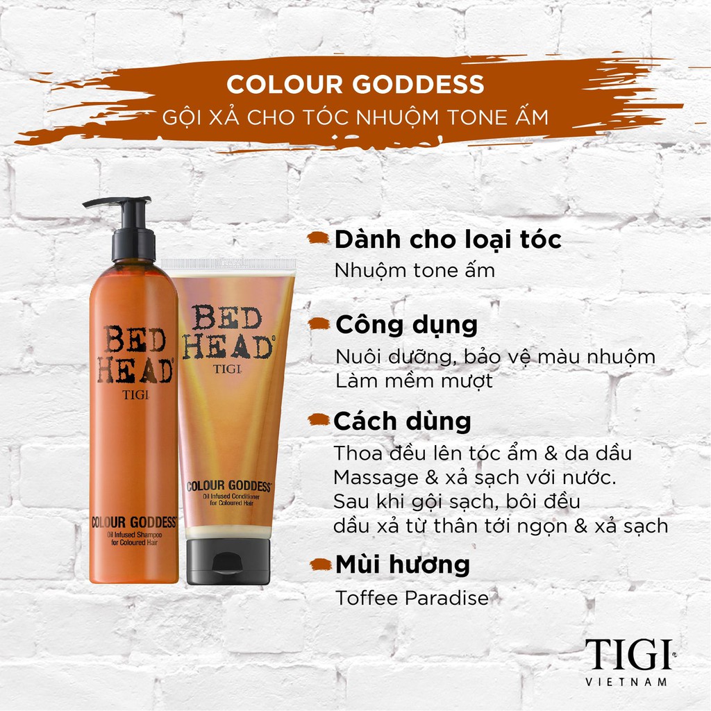 Dầu xả dành cho tóc nhuộm tông ấm chứa dầu dưỡng Tigi Bed Head Colour Goddess Oil Infused 200ml