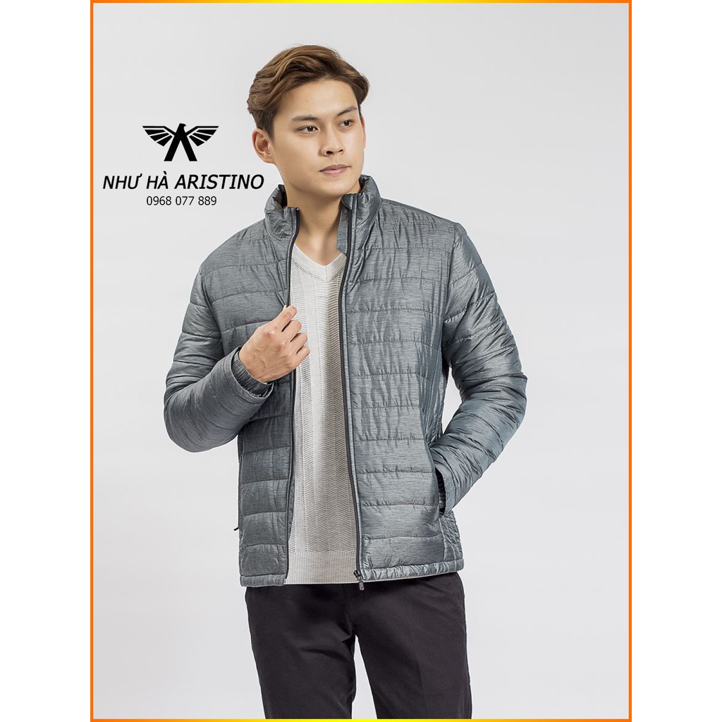 Áo Khoác Chần Bông Aristino AJK028w8 màu Xanh Cổ Vịt Regular Có Túi Kéo Khoá có M/L/XL