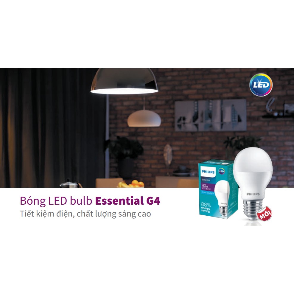 Combo 2 bóng đèn Led Philips Esential Ledbulb 9W E27 6500K 230V A60 (Ánh sáng trắng) (Hãng phân phối chính hãng) | BigBuy360 - bigbuy360.vn