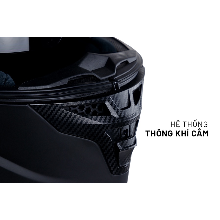 [Tặng thêm kính] Mũ bảo hiểm fullface 2 kính ROC 03 đen bóng