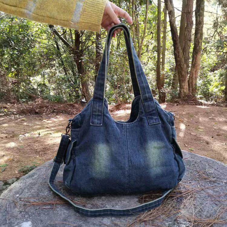 Túi Xách Denim Sức Chứa Lớn Phong Cách Retro Thời Trang Cho Nữ