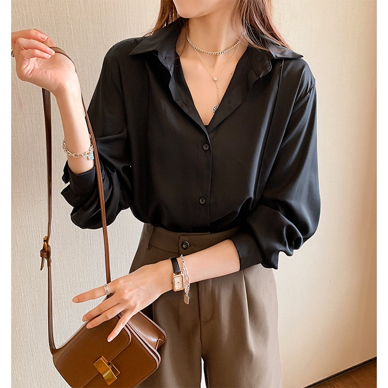 Áo Sơ Mi Trắng Tay Dài Phong Cách Retro hàng Quảng Châu Cao Cấp aimeehouse