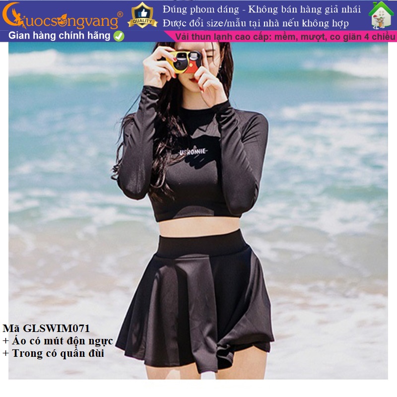 Bộ bơi nữ dài tay chống gió đồ đi biển nữ kiểu váy GLSWIM071 Cuocsongvang