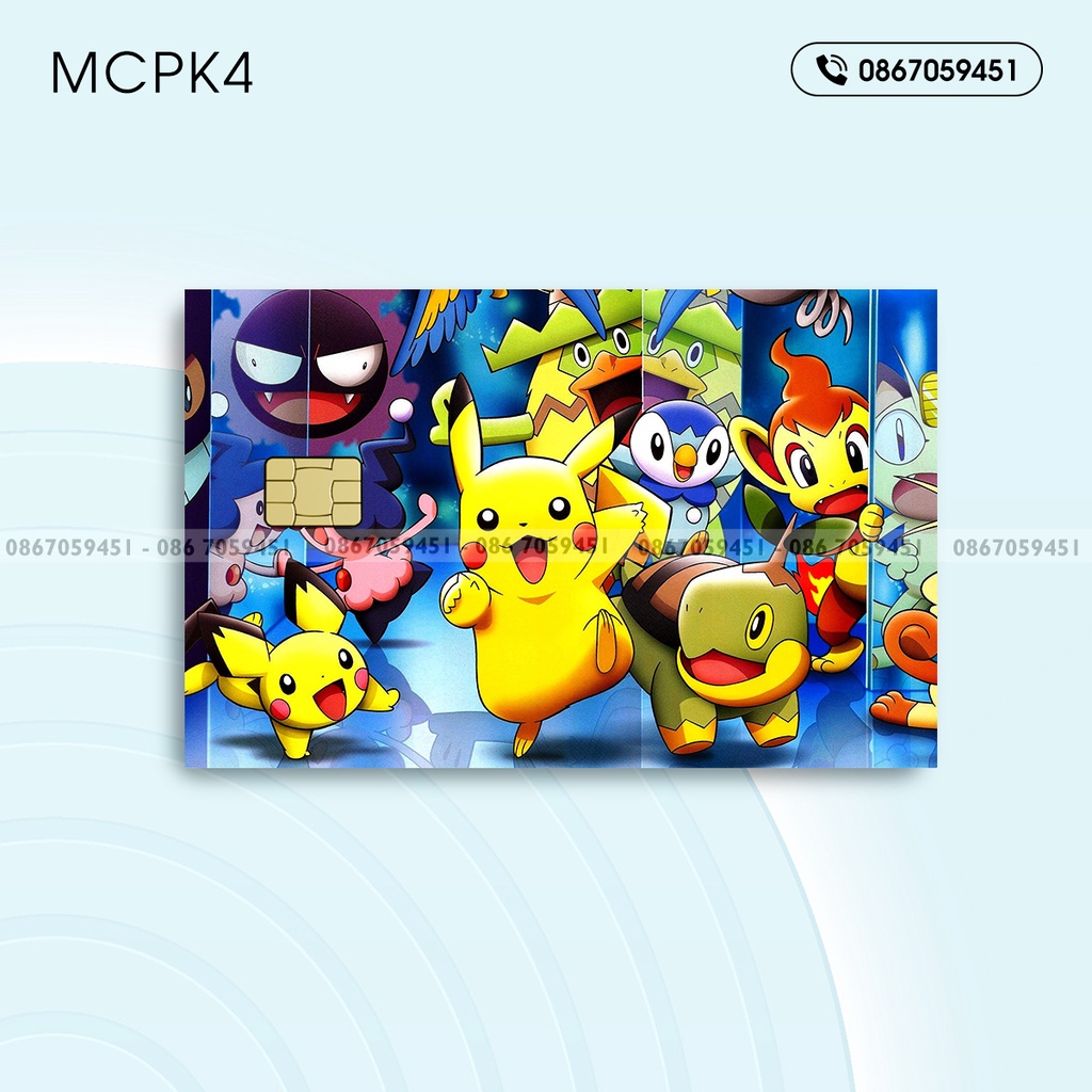 TonyNguyenSkin | Miếng Dán Skin Thẻ ATM, Thẻ Ngân Hàng, Thẻ Xe, Thẻ Chung Cư in hình Pokemon Pikachu