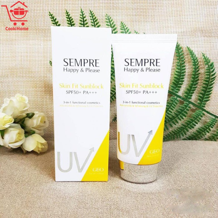 Kem chống nắng 3 trong 1 Geo Sempre Happy & Please Cover-up Sunblock 3 in 1 SPF50+ PA+++ (chính hãng)