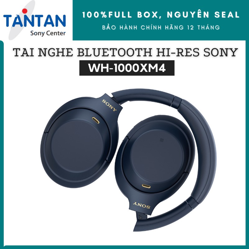 Tai Nghe Sony BLUETOOTH HI-RES CHỐNG ỒN Sony WH-1000XM4 Xanh NaVy | Dsee Extreme - Speak to Chat - Pin: 38h