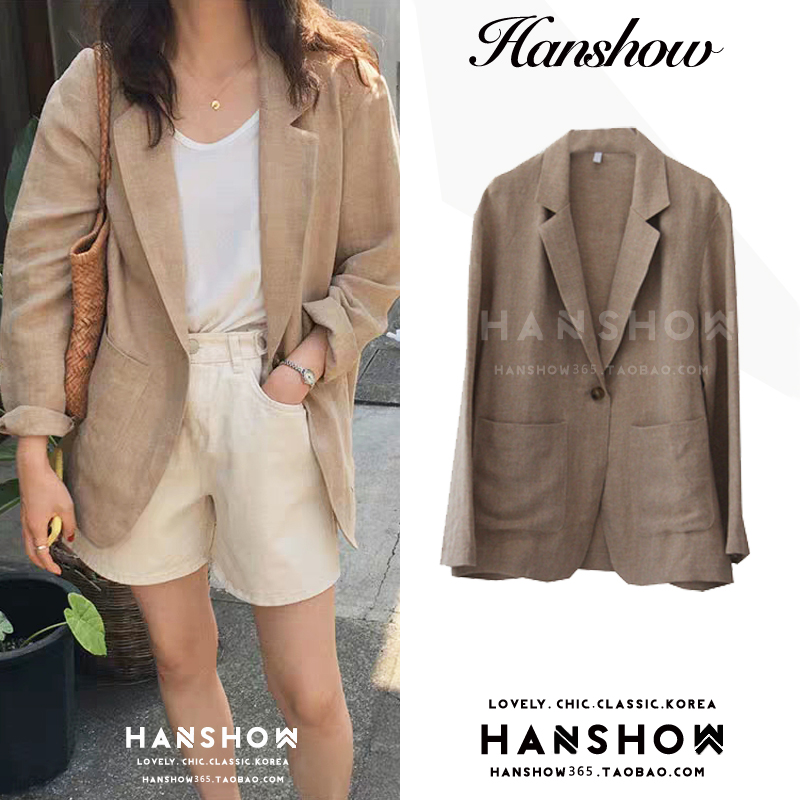 Áo khoác blazer chất cotton thiết kế dáng rộng thanh lịch hợp thời trang | BigBuy360 - bigbuy360.vn