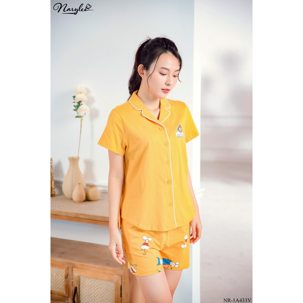 Bộ đồ mặc nhà áo cộc quần đùi 100% cotton cao cấp Narylee NR-1A433