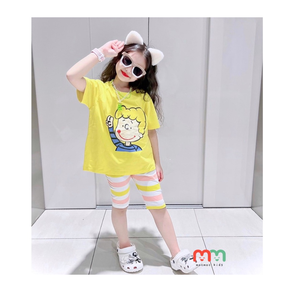 Đồ bộ bé gái dễ thương áo thun rộng phối quần legging thun cotton mềm mịn co dãn thoải mái cho bé 9kg đến 40kg