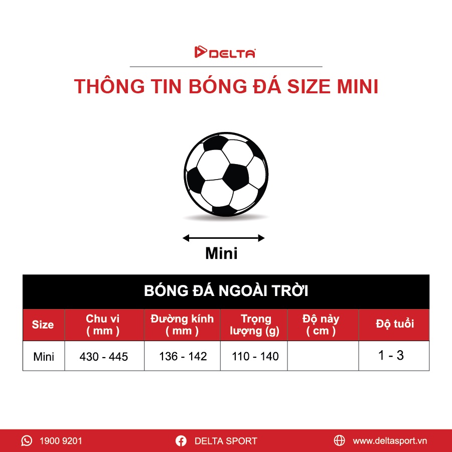 Bóng MINI trẻ em DELTA 2M size 2 chất liệu da TPU tổng hợp thân thiện với môi trường phù hợp cho trẻ từ 1 đến 3 tuổi.