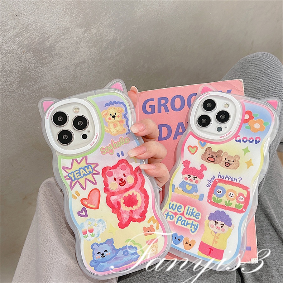Ốp Điện Thoại Mềm Trong Suốt Họa Tiết Tai Mèo Cho iPhone 14 13 12 11 Pro Max X XR Xs Max 8 7 6 6s Plus SE 2020