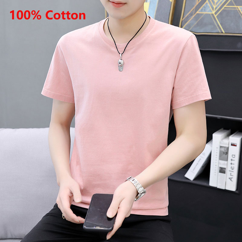 Áo Thun Nam Ngắn Tay Cổ Tròn Thời Trang 100% Cotton