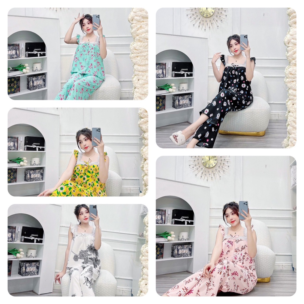 Đồ Bộ Mặc Nhà Cánh Tiên Siêu Xinh, Vải Lụa Hàn Xịn Mịn Đẹp Chất Cực Êm, Freesize dưới 60kg
