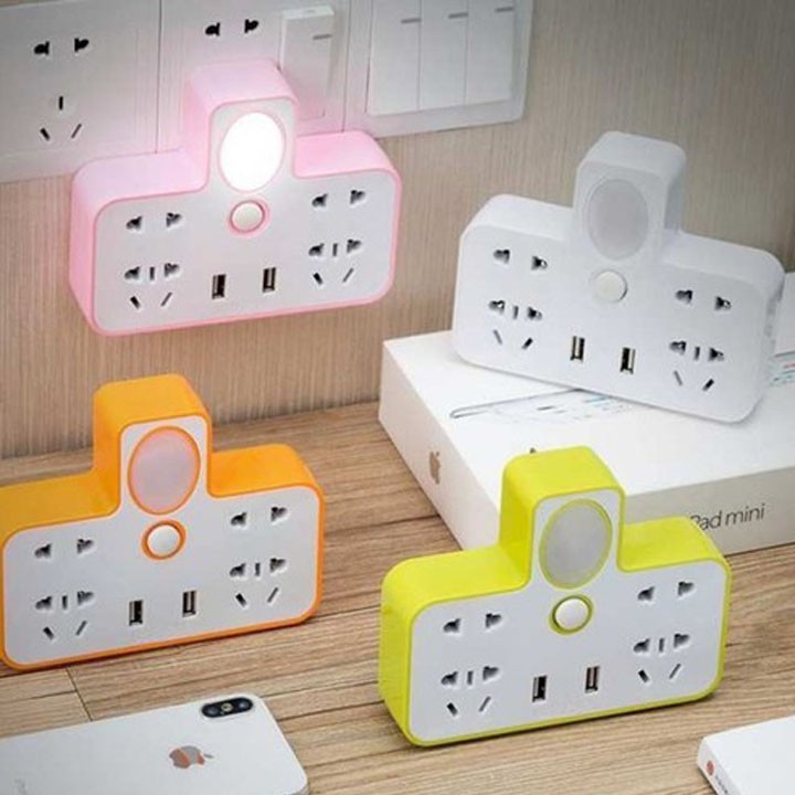 Ổ điện phát sáng CHỮ T 4 ổ 2 usb - cắm 3 chấu