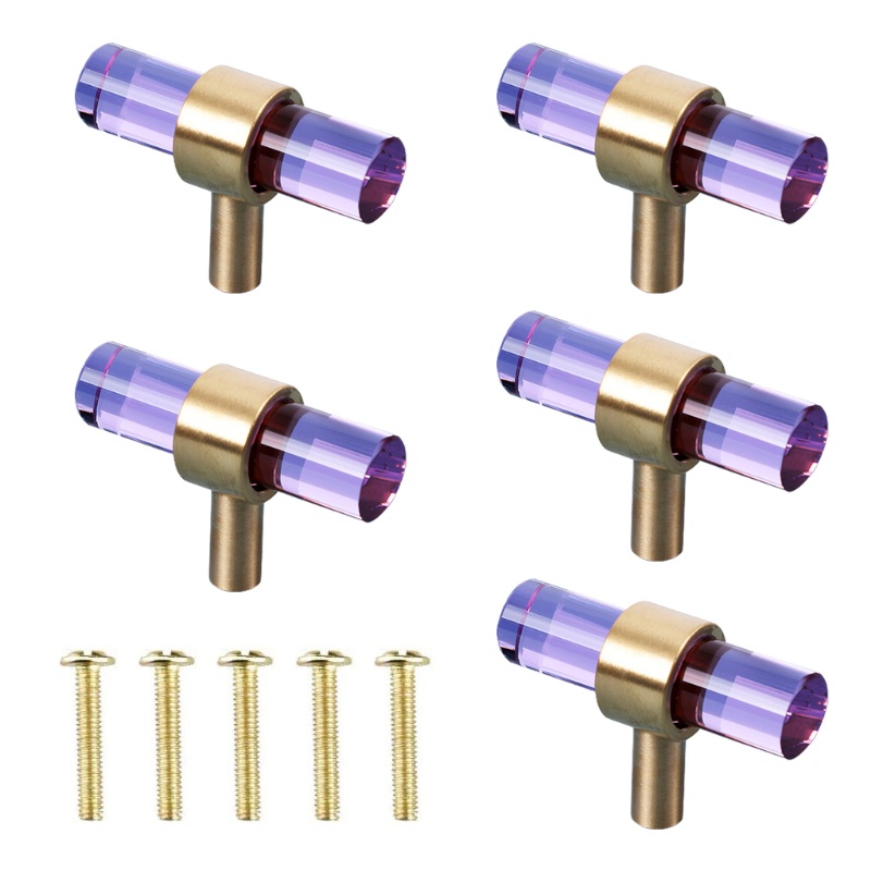 Set 5 Tay Nắm Ngăn Kéo Tủ Hình Chữ T Đính Pha Lê Nhiều Màu