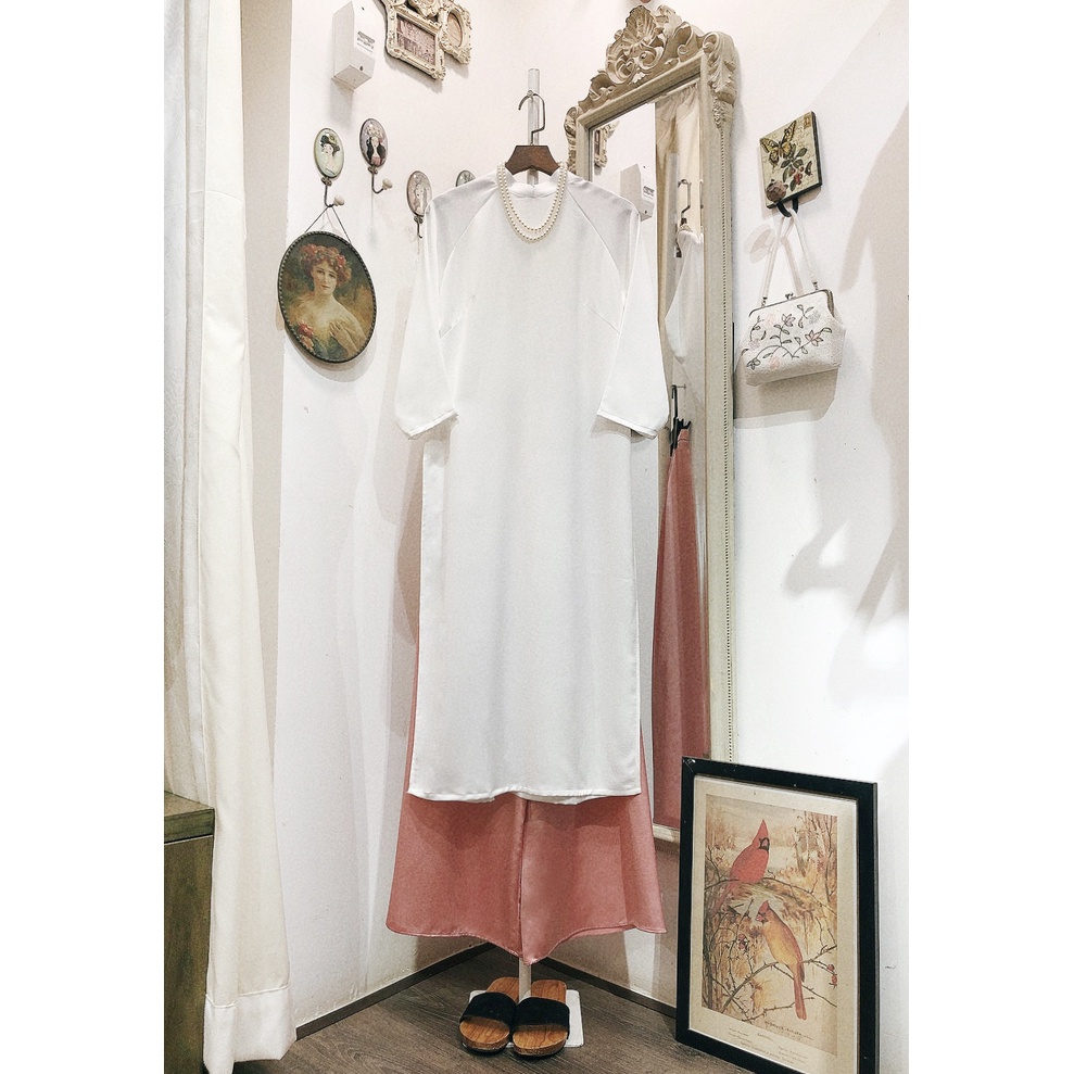 Set Áo dài Rosemary Lụa Tây Thi Trắng tinh