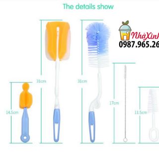 Bộ dụng cụ cọ rửa, vệ sinh bình sữa 5 món