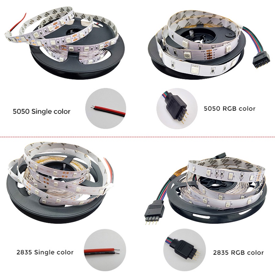 Dây Đèn Led 5M 5050 2835 Rgb 12v Ánh Sáng Trắng Chống Thấm Nước Trang Trí Nhà Bếp