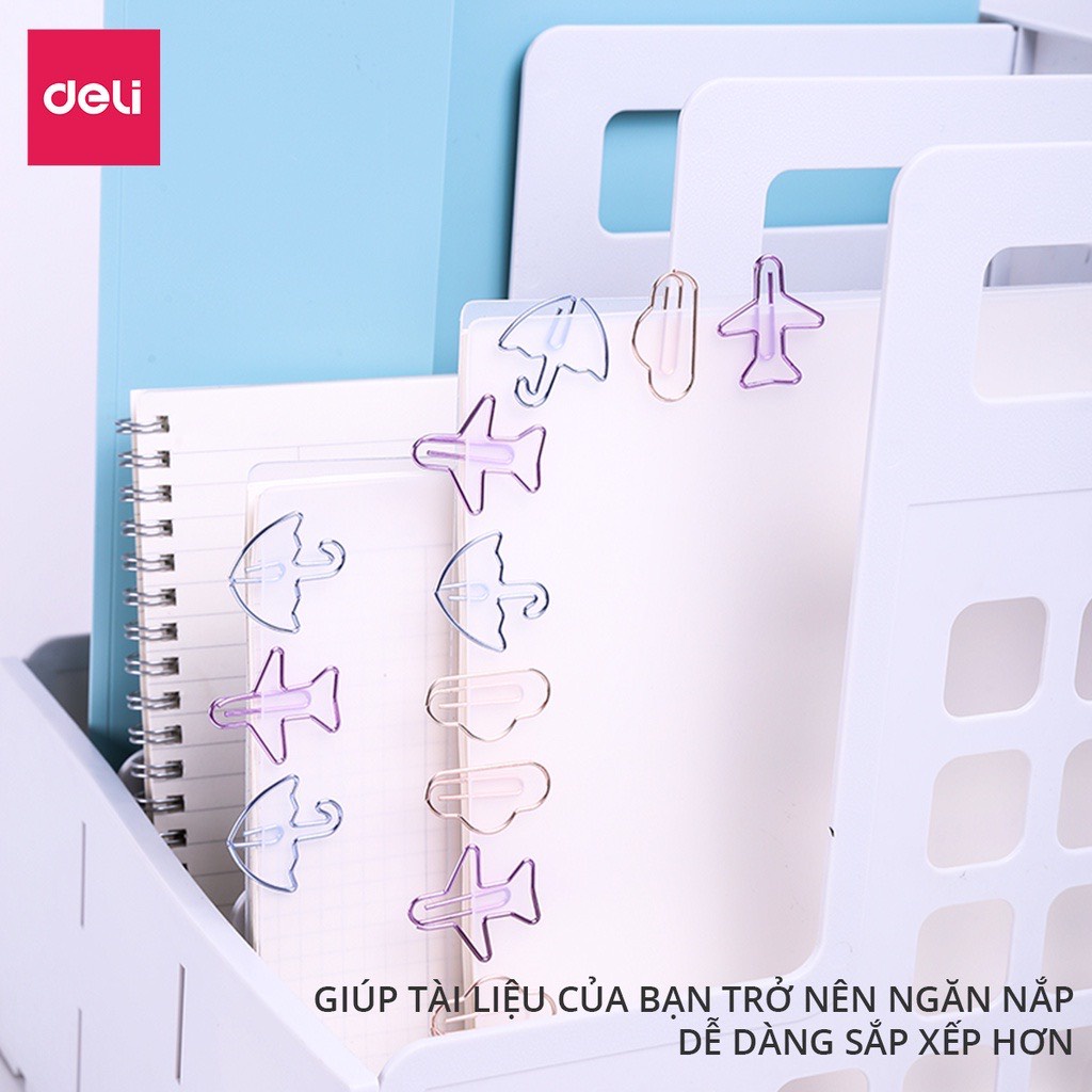 Ghim vòng kẹp giấy kim loại nhiều hình Deli - 1 set 12 chiếc - 0055/0056/0057