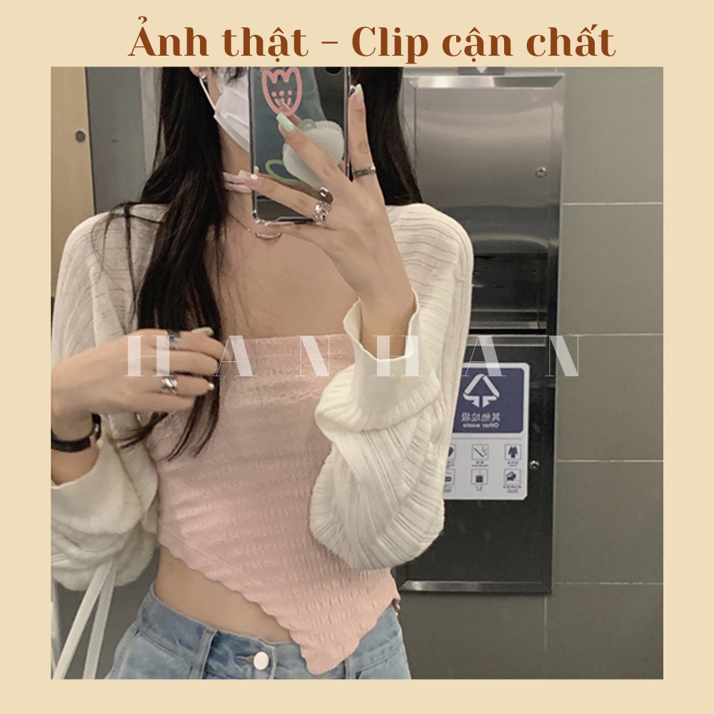 Áo len mỏng dệt kim cardigan dáng ngắn phong cách Hàn Quốc C1