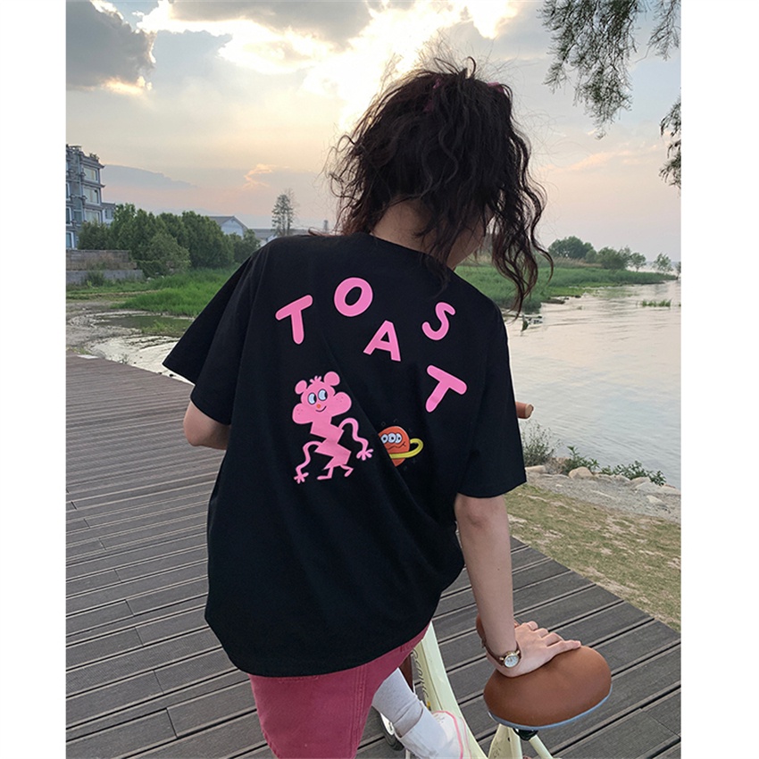 NRVP Áo Thun Nữ Oversize Cổ Tròn Thời Trang Hàn Quốc