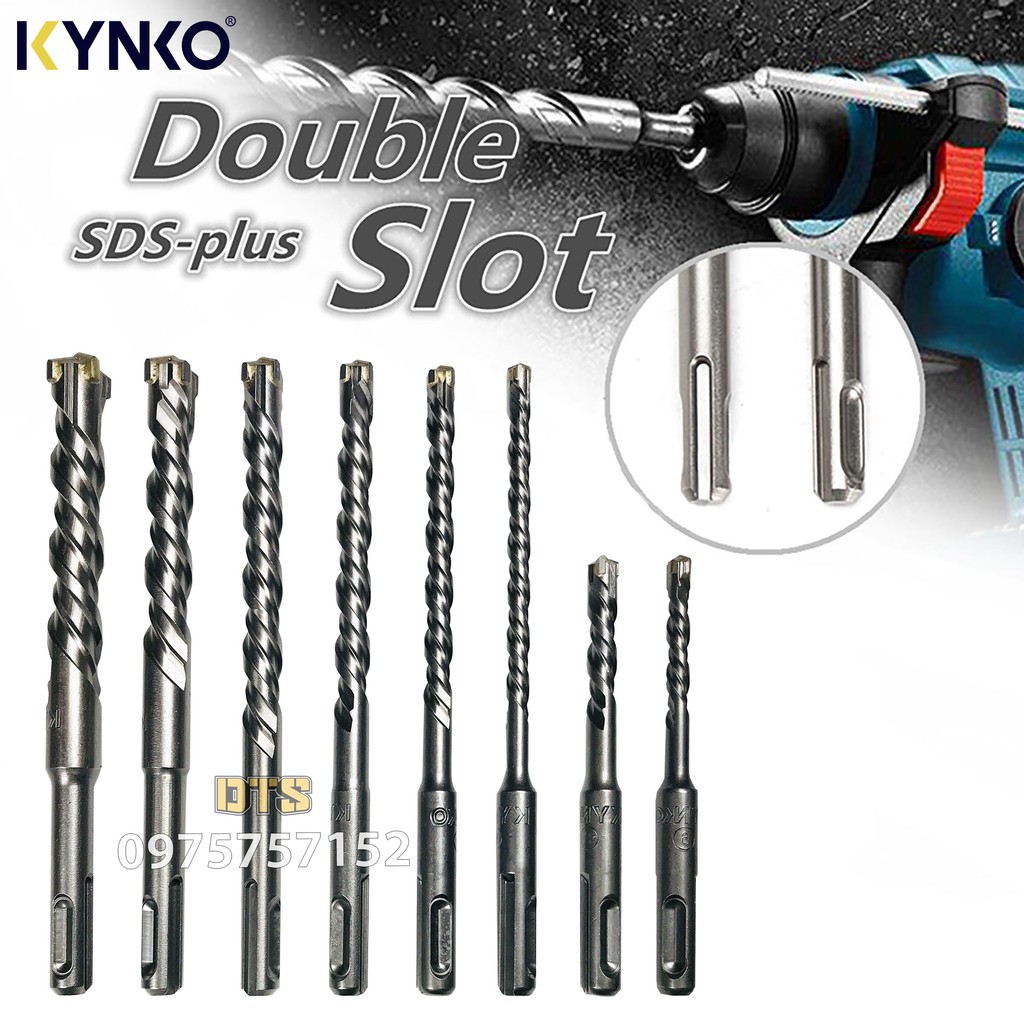 Mũi khoan bê tông công nghiệp đầu chữ thập chân gài SDS Plus KYNKO, thép HSS độ cứng cao, đầu khoan định tâm chống rung