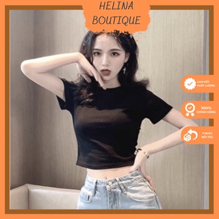 Áo croptop tay ngắn cổ tròn ôm body, Croptop Nữ kiểu dáng basic , sexy CT01