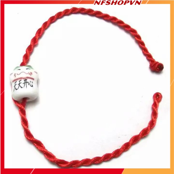Dây đeo phong thủy, Vong tay hình mèo may mắn, Lucky Cat Red gốm sứ, VTA000
