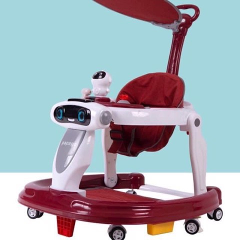 Xe tập đi Papago có mái hồng/xanh lá