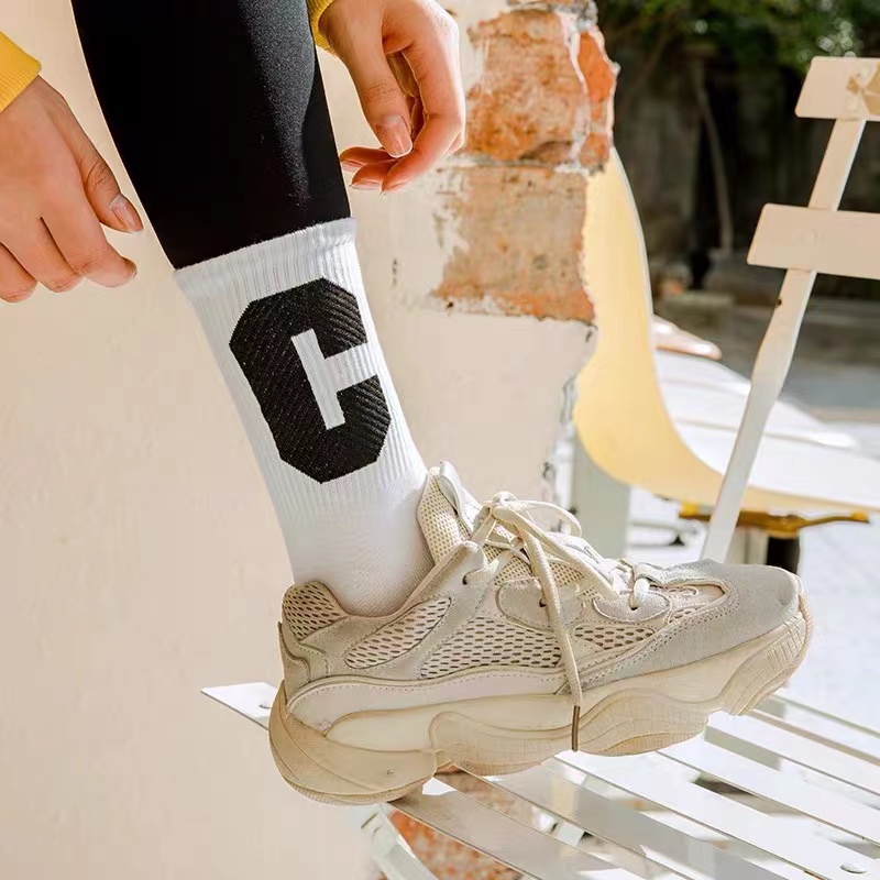 Vớ Cotton In Chữ C Phong Cách Hàn Quốc Thời Trang Mùa Thu Mới Cho Nữ