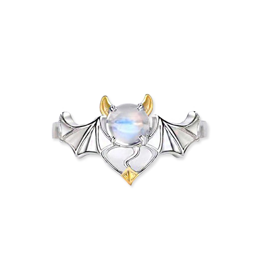 Nhẫn Đính Đá Mặt Trăng Hình Thiên Thần Có Thể Điều Chỉnh Kích Thước Thời Trang Cho Cặp Đôi