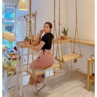 Set thun đen rút nhún + Quần hồng