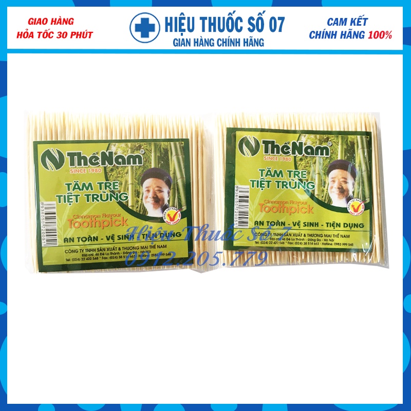 Tăm tre tiệt trùng Thế Nam(since 1980) tăm xỉa răng, an toàn, vệ sinh, tiện dụng set 1 gói