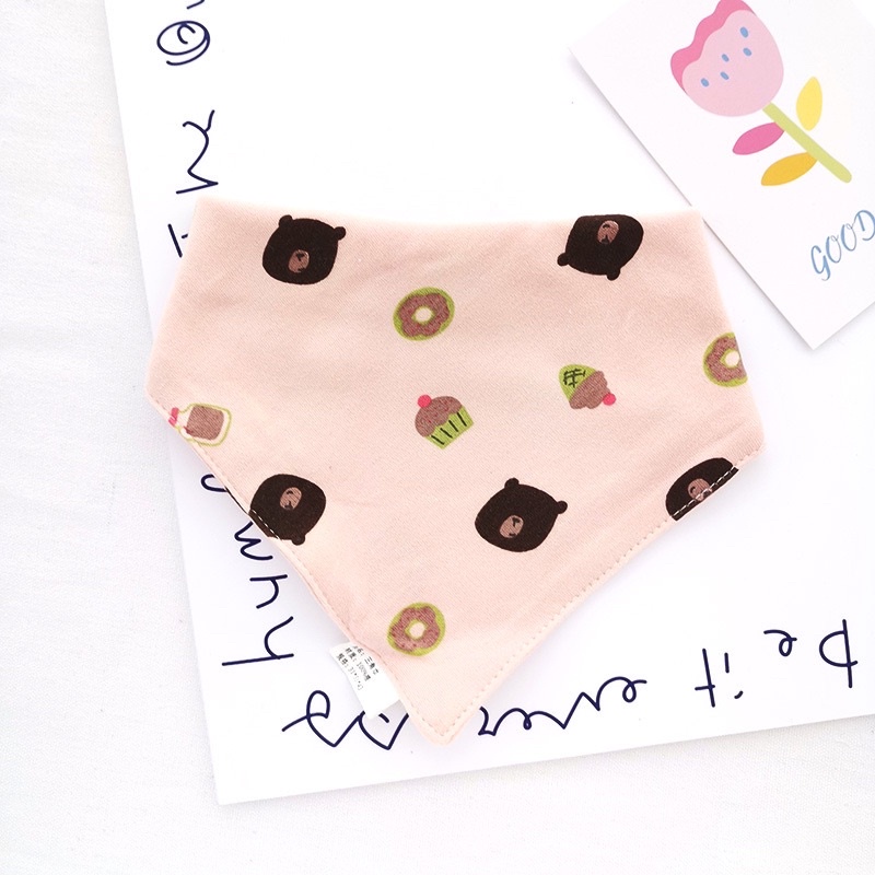 Khăn tam giác cotton siêu thấm hút in hình hoạ tiết cho bé