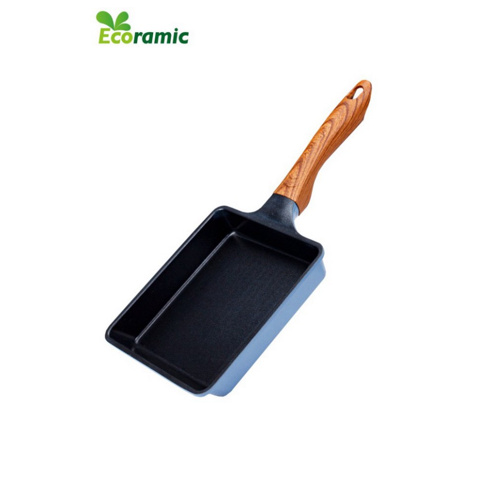 Chảo chống dính vuông sứ ceramic cao cấp ECORAMIC đáy từ vân đá chống dính tay cầm chịu nhiệt chảo gốm sứ