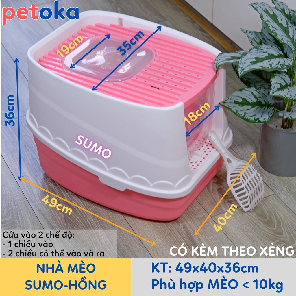 Nhà vệ sinh mèo kín 2 cửa có cửa mở ra trên đỉnh