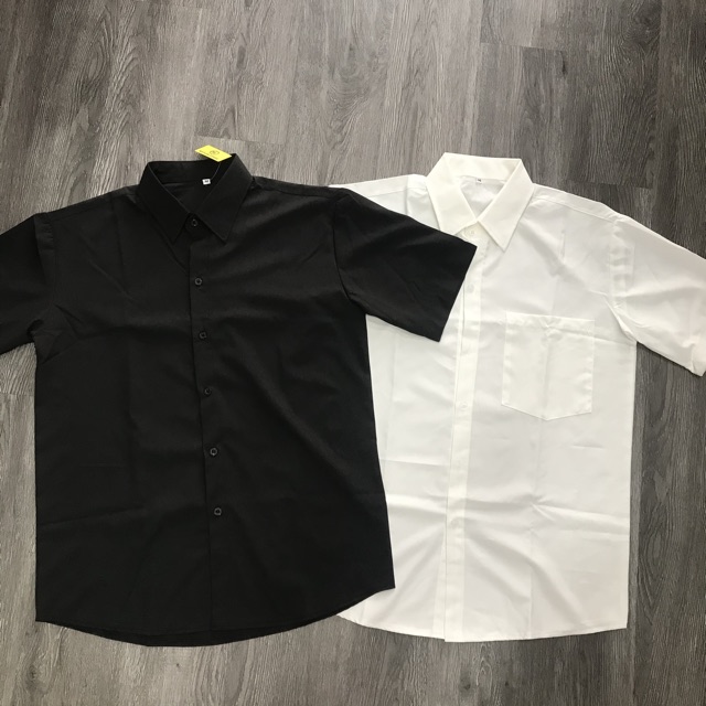 Áo somi nam tay ngắn màu đen chất vải lụa | BigBuy360 - bigbuy360.vn